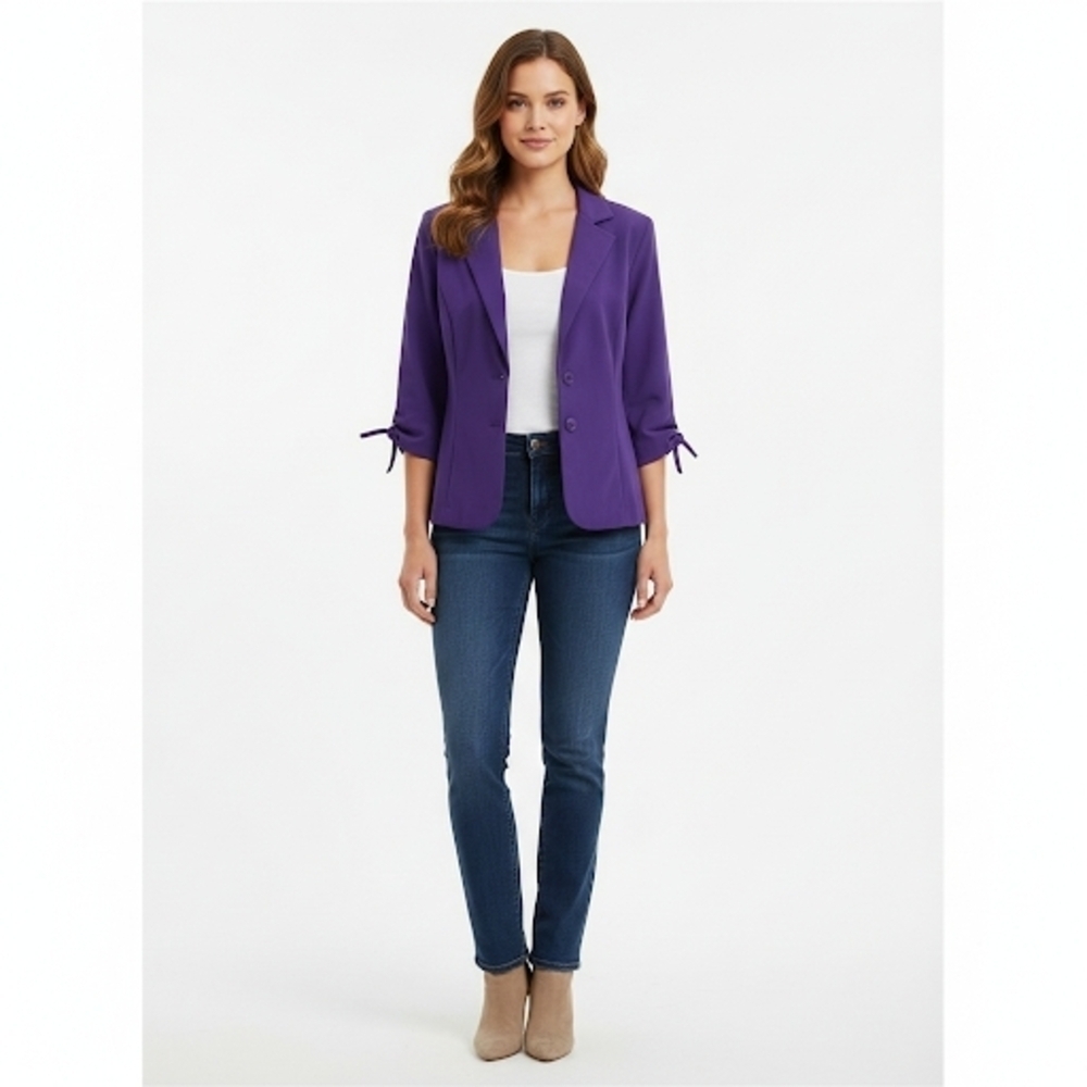 D.B.Y. Purple Button Front Blazer Jacket 3/4 Sleeve Size 15/16 Vintage Sears